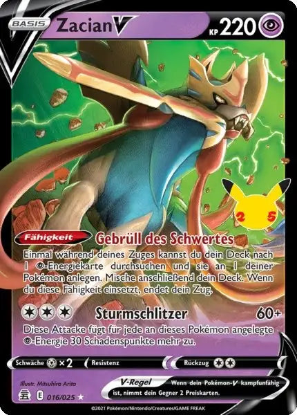 Zacian V 016/025 – Pokémon Celebraitions Karte