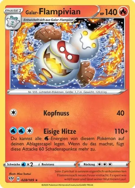 galar flampivian 028/189 – Pokémon Flammende Finsternis Karte