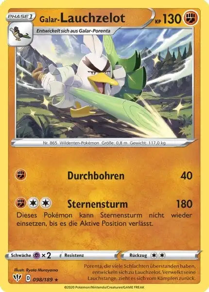 galar lauchzelot 098/189 – Pokémon Flammende Finsternis Karte
