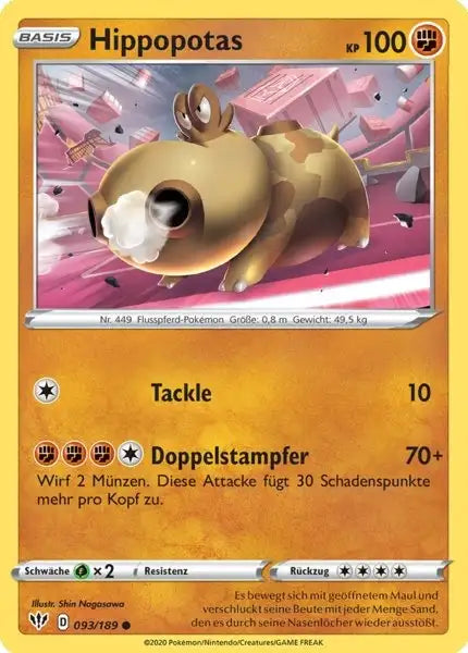 hippopotas 093/189 – Pokémon Flammende Finsternis Karte