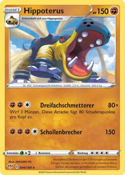 hippoterus 094/189 – Pokémon Flammende Finsternis Karte