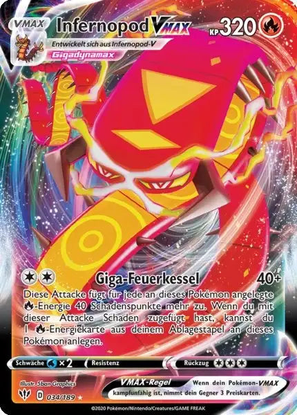 infernopod vmax 034/189 – Pokémon Flammende Finsternis Karte