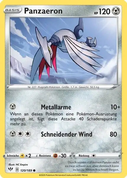 panzaeron 120/189 – Pokémon Flammende Finsternis Karte