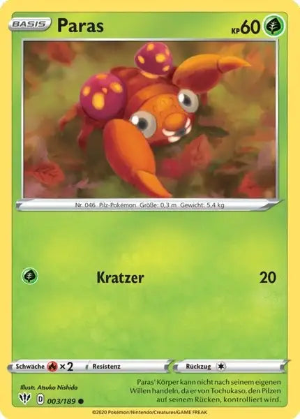 paras 003/189 – Pokémon Flammende Finsternis Karte