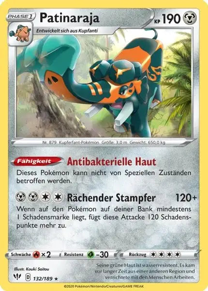 patinaraja 132/189 – Pokémon Flammende Finsternis Karte