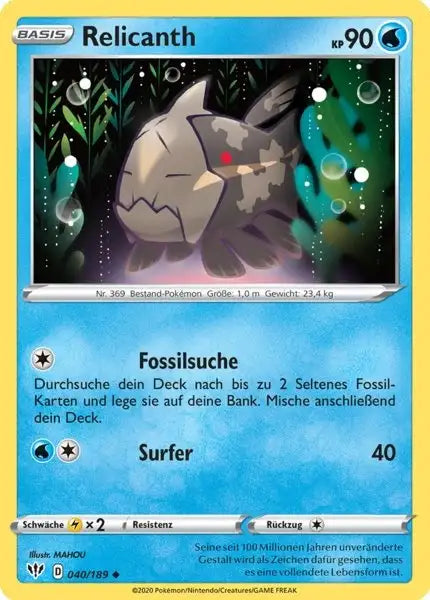 relicanth 040/189 – Pokémon Flammende Finsternis Karte