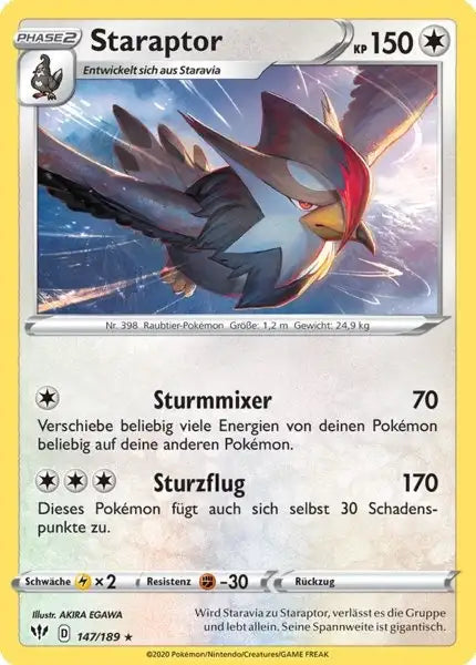 staraptor 147/189 – Pokémon Flammende Finsternis Karte