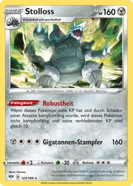 stolloss 123/189 – Pokémon Flammende Finsternis Karte