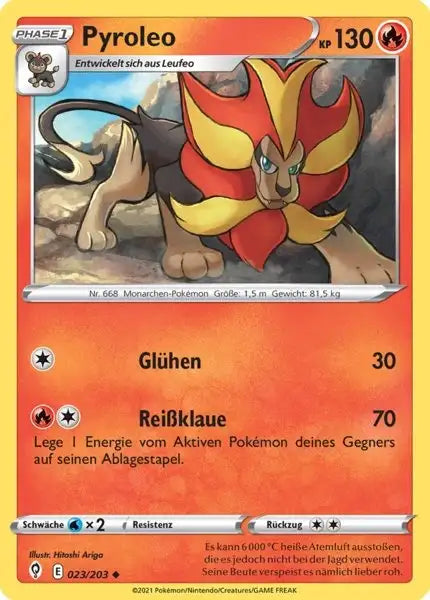pyroleo 023/203 – Pokémon Drachenwandel Karte