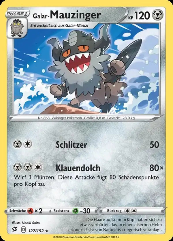 galar mauzinger 127/192 – Pokémon Clash der Rebellen Karte