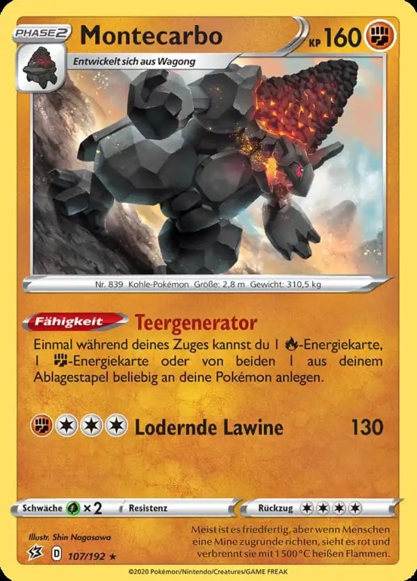 montecarbo 107/192 – Pokémon Clash der Rebellen Karte