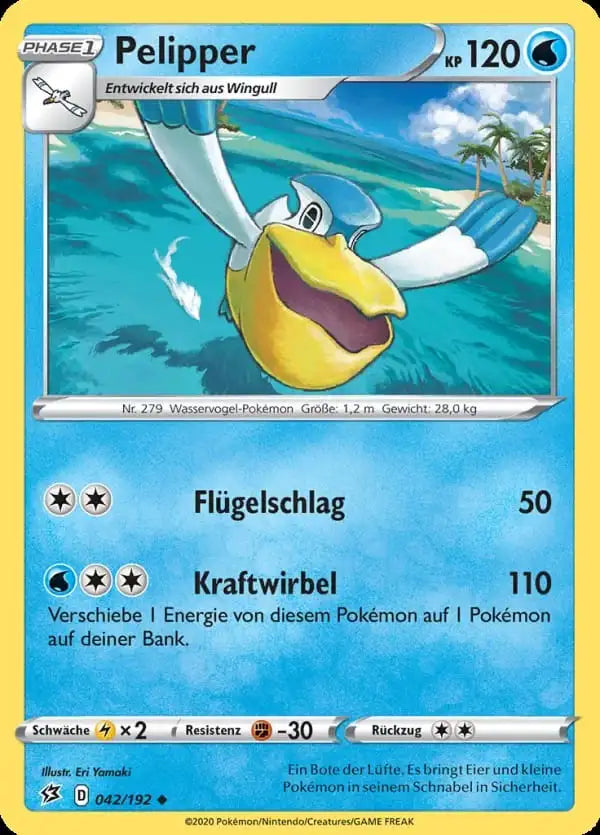 pelipper 042/192 – Pokémon Clash der Rebellen Karte