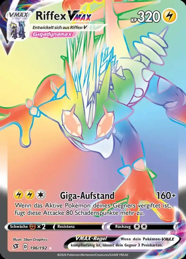 riffex vmax 196/192 – Pokémon Clash der Rebellen Karte