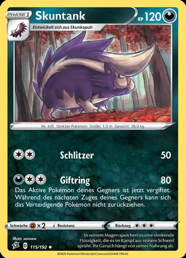 skuntank 115/192 – Pokémon Clash der Rebellen Karte
