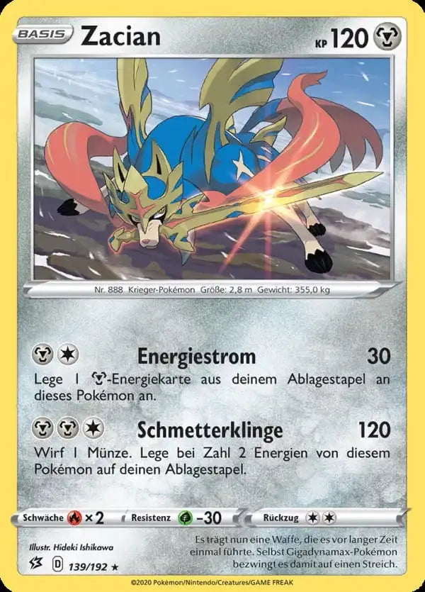 zacian 139/192 – Pokémon Clash der Rebellen Karte