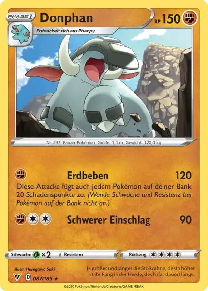 donphan 087/185 – Pokémon Farbenschock Karte
