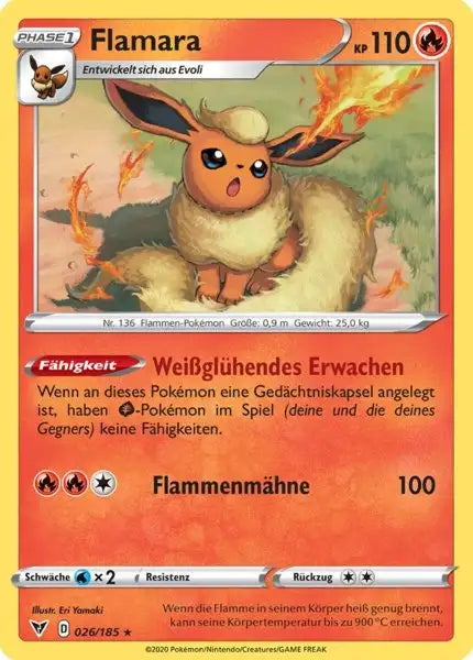 flamara 026/185 – Pokémon Farbenschock Karte