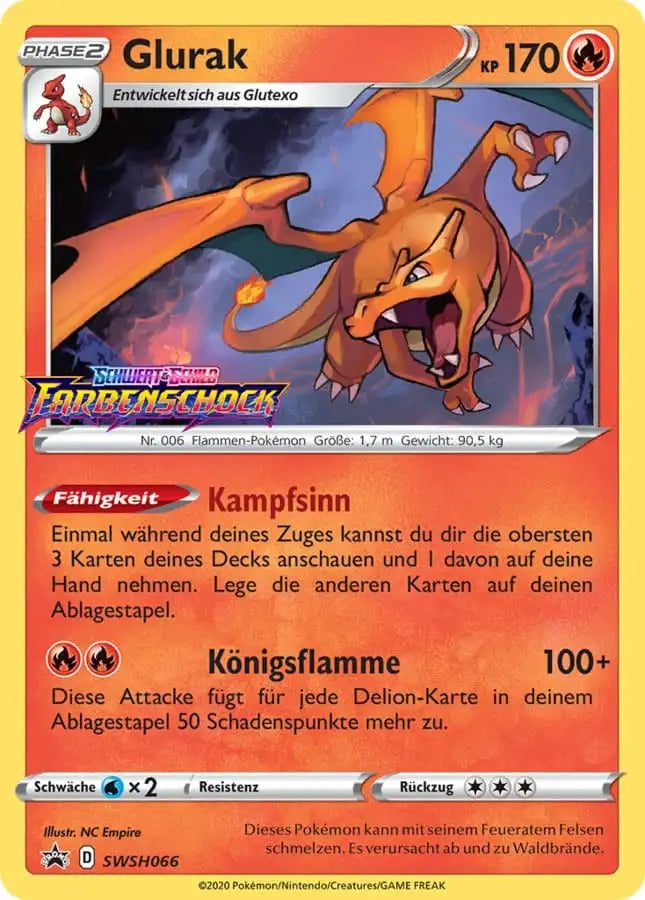 Glurak SWSH066 – Pokémon Farbenschock Karte