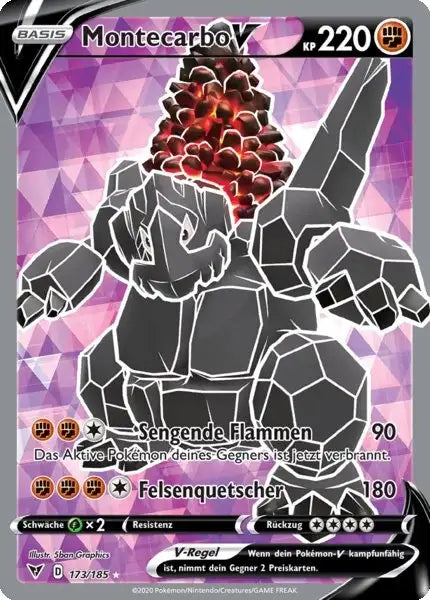 montecarbo v 173/185 – Pokémon Farbenschock Karte