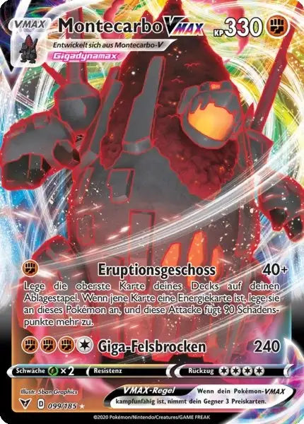 montecarbo vmax 099/185 – Pokémon Farbenschock Karte