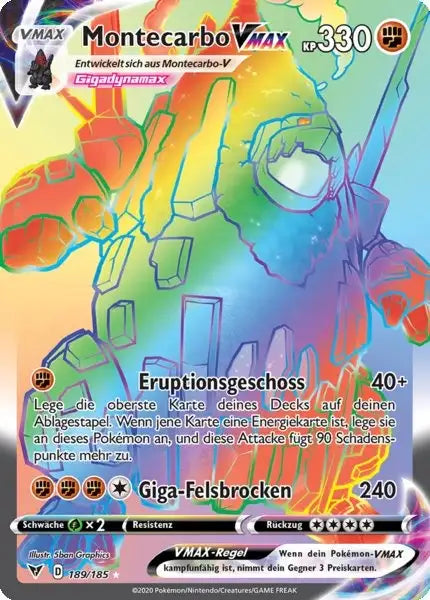 montecarbo vmax 189/185 – Pokémon Farbenschock Karte