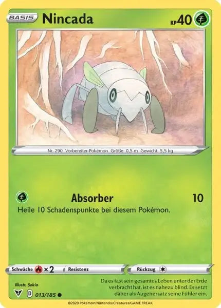 nincada 013/185 – Pokémon Farbenschock Karte