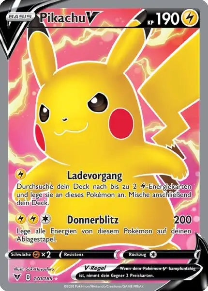 pikachu v 170/185 – Pokémon Farbenschock Karte
