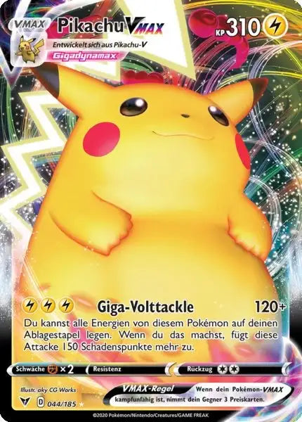 pikachu vmax 044/185 – Pokémon Farbenschock Karte