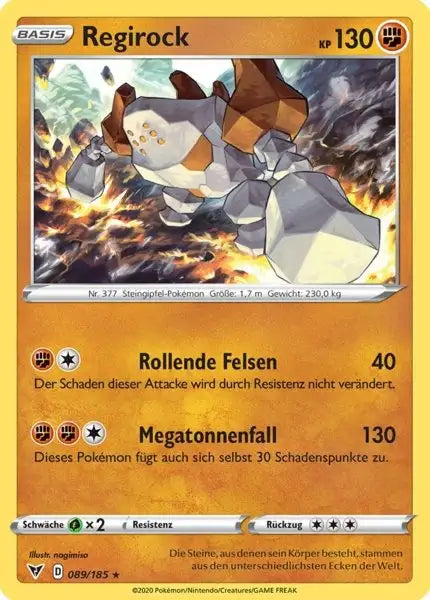 regirock 089/185 – Pokémon Farbenschock Karte