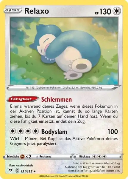 relaxo 131/185 – Pokémon Farbenschock Karte