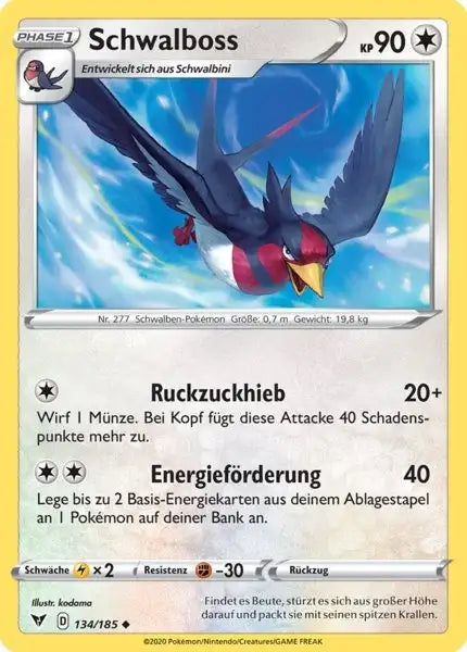 schwalboss 134/185 – Pokémon Farbenschock Karte