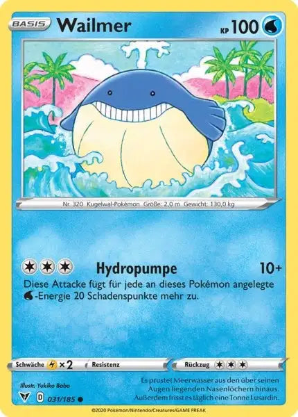 wailmer 031/185 – Pokémon Farbenschock Karte
