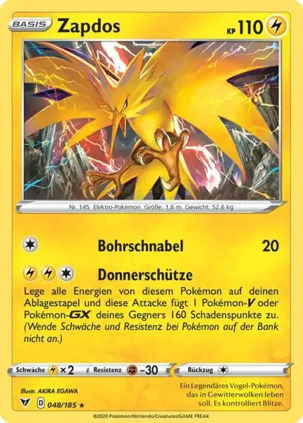 zapdos 048/185 – Pokémon Farbenschock Karte